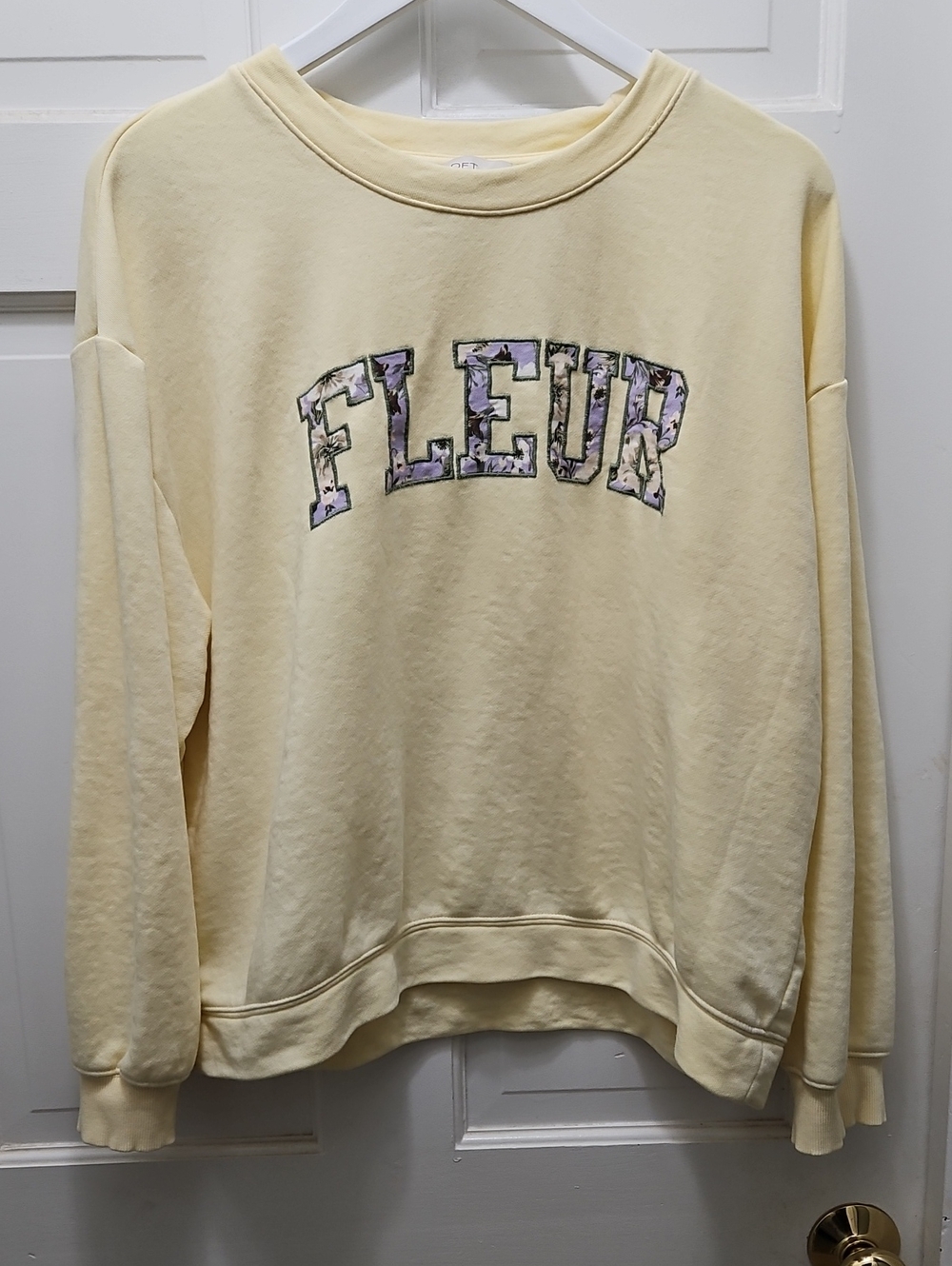 LOFT Soft Yellow Lightweight Sweatshirt Size L EMBROIDERY